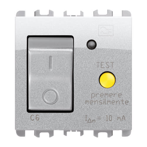 URMET - Interruttore differenziale MCCB+RCD 6A 2 moduli alluminio Nea