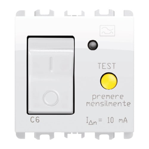 URMET - Interruttore differenziale MCCB+RCD 6A 2 moduli 1P+N, Nea, bianco ghiaccio MGNTER BG.