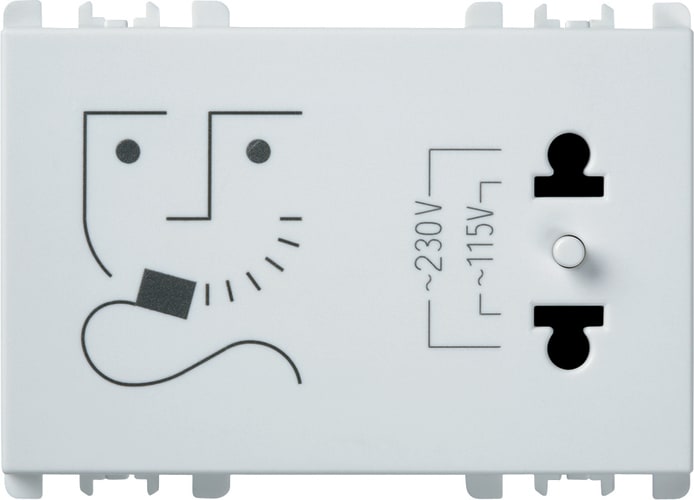 URMET - Presa per rasoi con trasformatore d'isolamento, 230V, 3 moduli, Nea, bianco.