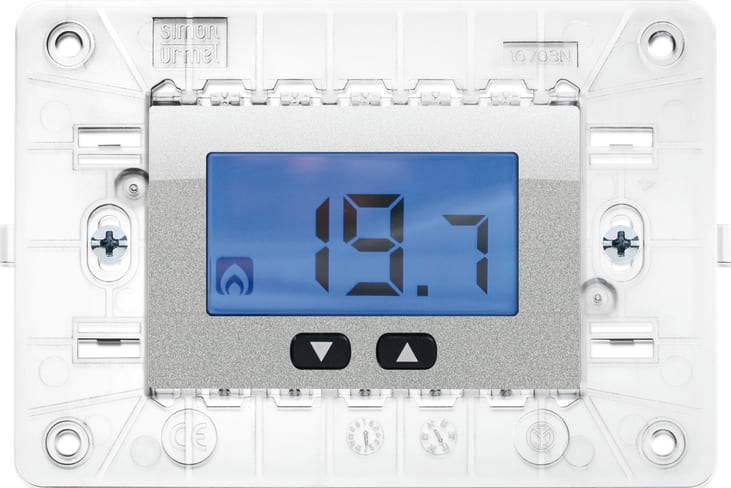 URMET - Termostato elettronico digitale con supporto per scatola 503, 230V, Nea, alluminio, display LCD e uscita rele 3 moduli.