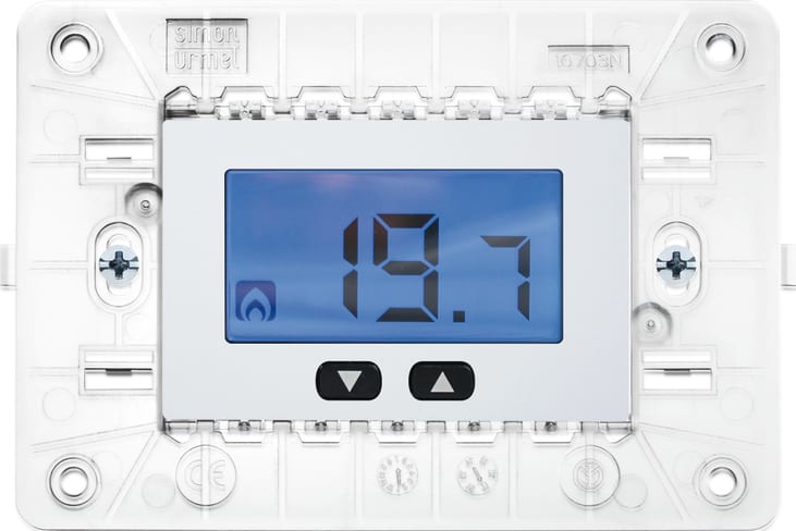 URMET - Termostato elettronico digitale con supporto 3 moduli per scatola 503 a batterie Nea bianco TERM.EL.LCD BATT.USC.RELE 3M B.