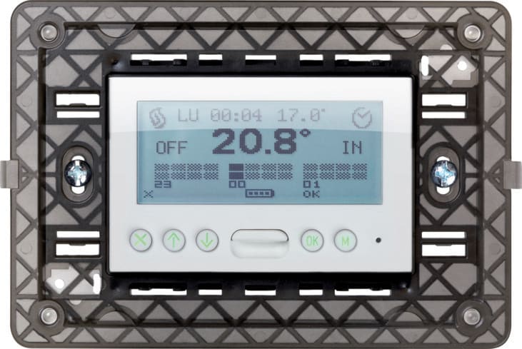 URMET - Cronotermostato elettronico settimanale con supporto 3 moduli per scatola 503 a batterie Nea bianco ghiaccio CRONOTERM EL SETT 3M BG.