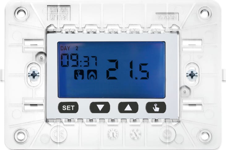 URMET - Cronotermostato elettronico digitale con supporto 3 moduli per scatola 503 a batterie Nea bianco CRONOT.EL.SETTIM.LCD 3M BIAN.