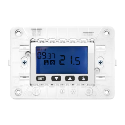 URMET - Cronotermostato elettronico digitale con supporto 3 moduli per scatola 503 a batterie Nea bianco ghiaccio CRONOT.EL.SET.LCD 3M BIA GH.