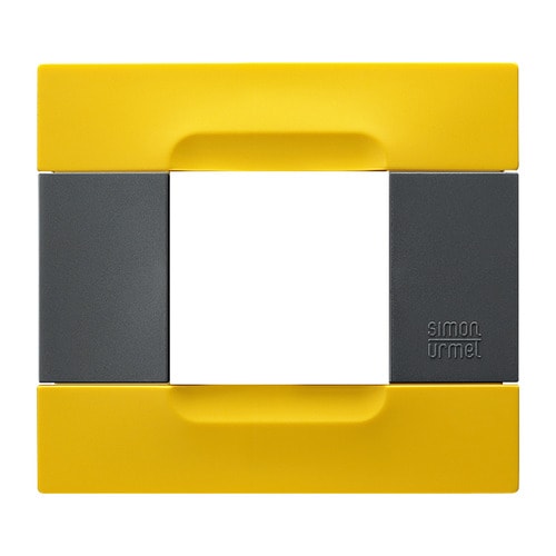 URMET - Placca 2 moduli serie antracite Kàdra tecnopolimero giallo lisbona TEC 2M.