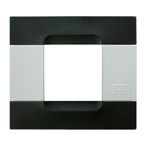 URMET - Placca 2 moduli serie bianca tecnopolimero nero auckland tec 2m.