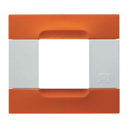 URMET - Placca 2 moduli Kàdra serie bianca tecnopolimero arancio San Francisco 2M.