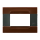 URMET - Placca tecnopolimero serie antracite Kàdra marrone L'Havana 3 moduli.