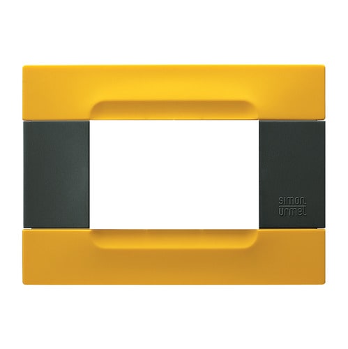 URMET - Placca tecnopolimero serie antracite Kàdra giallo lisbona 3 moduli.