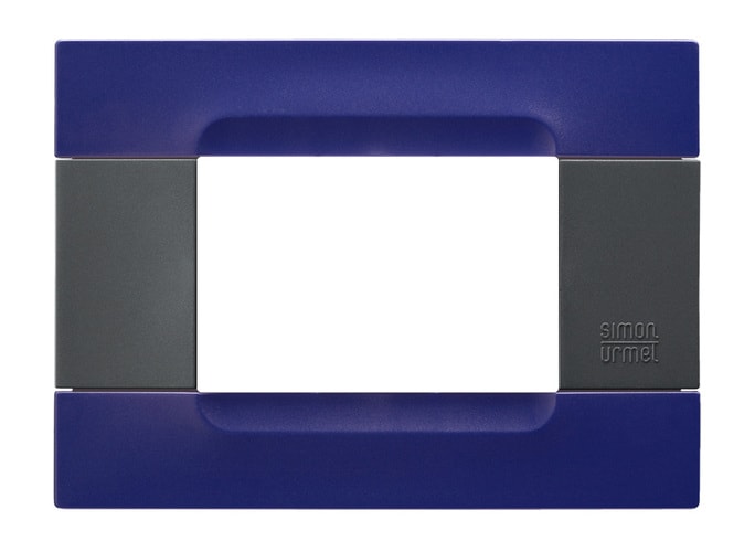 URMET - Placca 3 moduli Kàdra serie antracite tecnopolimero blu stoccolma a installazione blu oltremare per un design moderno e sofisticato.
