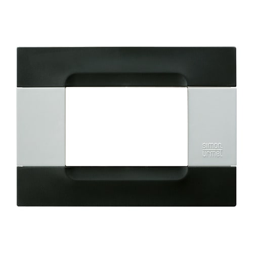 URMET - Placca tecnopolimero serie bianca Kàdra nero Auckland 3 moduli.