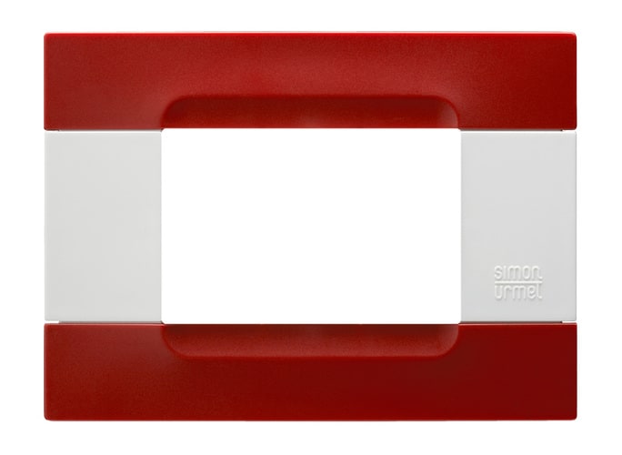 URMET - Placca tecnopolimero serie bianca Kàdra rosso roma 3 moduli.