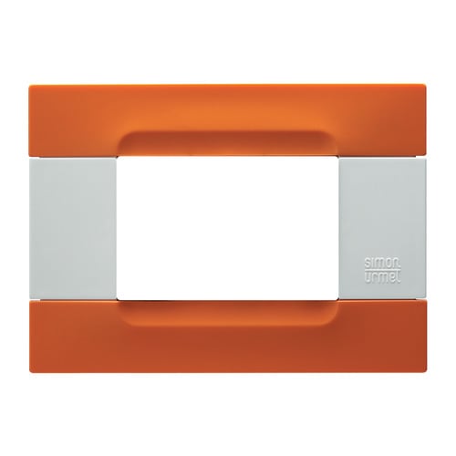 URMET - Placca 3 moduli Kàdra serie bianca tecnopolimero arancio San Francisco 3M.