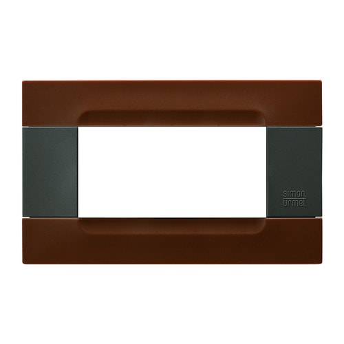 URMET - Placca 4 moduli Kàdra serie antracite tecnopolimero marrone havana INS.PL. Marrone 4M.