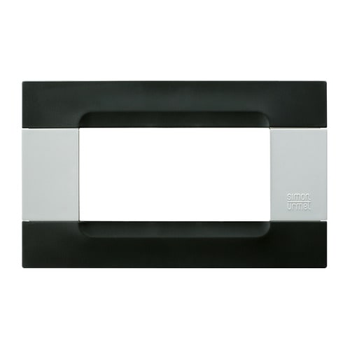 URMET - Placca tecnopolimero serie bianca Kàdra nero Auckland 4 moduli.