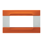 URMET - Placca 4 moduli Kàdra serie bianca tecnopolimero arancio San Francisco 4M.