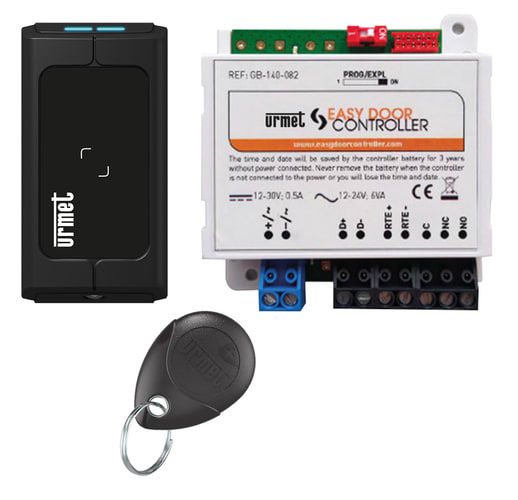 URMET - Kit controllo accessi Easy Door Controller con mini lettore di prossimità Mifare, Bus 2 fili EASY DOOR C/LETT.PROSSIMIT.