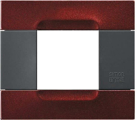 URMET - Placca 2 moduli serie antracite Kàdra in metallo con finitura bordeaux metallizzato.