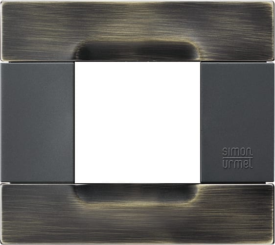 URMET - Placca 2 moduli serie antracite metallo ottone spazzolato met ottone spazz 2m.