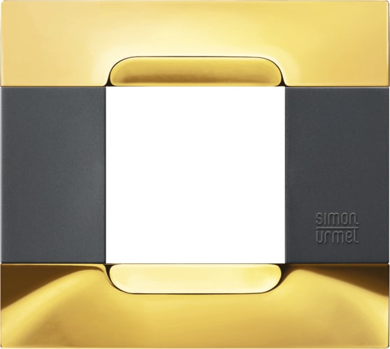 URMET - Placca 2 moduli serie antracite metallo oro lucido met 2m.