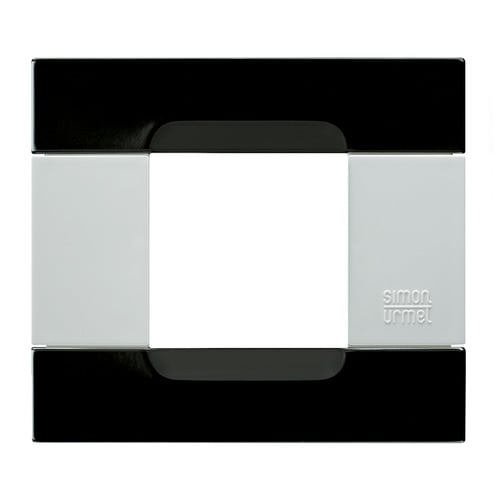 URMET - Placca 2 moduli serie bianca Kàdra metallo nero universo met 2M.