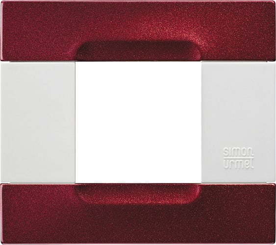 URMET - Placca 2 moduli Kàdra serie bianca metallo bordeaux metallizzato MET BORDEAUX METALL 2M.