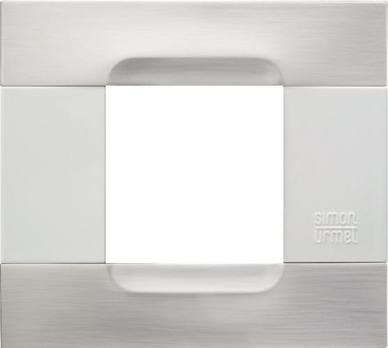 URMET - Placca metallo serie bianca 2 moduli nickel acciaio.