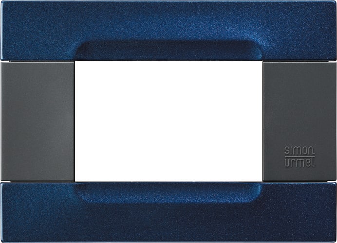 URMET - Placca metallo antracite 3 moduli Kàdra blu metallizzato 3M.