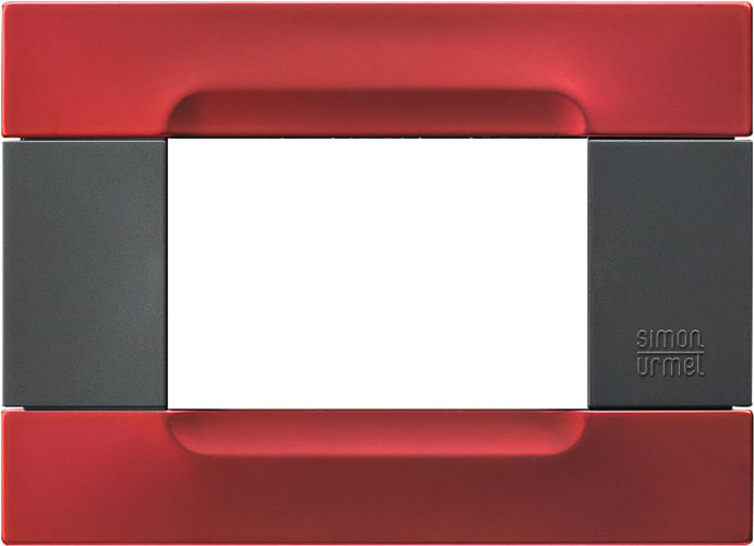 URMET - Placca metallo antracite 3 moduli Kàdra rosso metalllico.