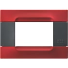 URMET - Placca metallo antracite 3 moduli Kàdra rosso metalllico.