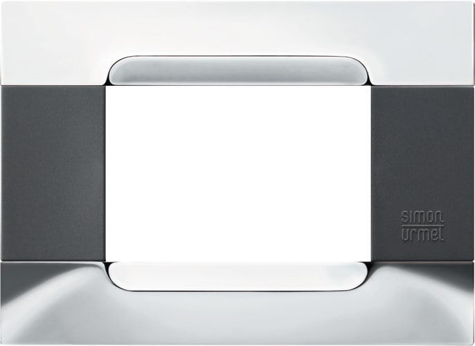 URMET - Placca metallo antracite 3 moduli Kàdra con finitura nickel.