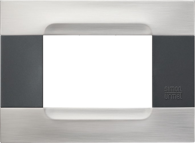 URMET - Placca metallo serie antracite 3 moduli nickel acciaio.