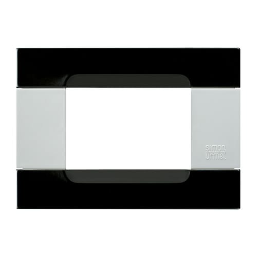 URMET - Placca 3 moduli Kàdra serie bianca metallo nero universo MET 3M.