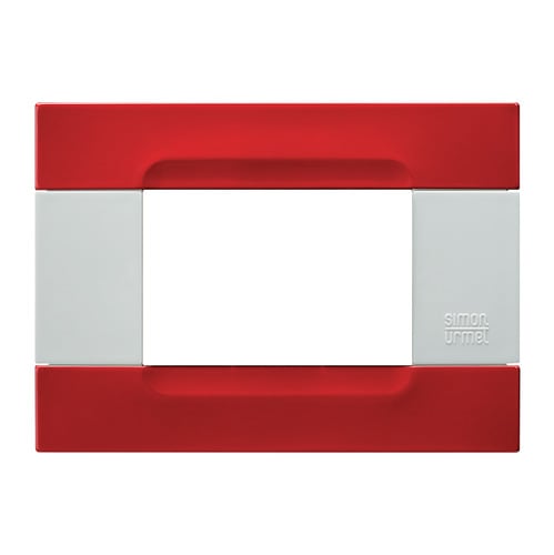 URMET - Placca 3 moduli Kàdra serie bianca metallo rosso orione B INS.MT. cromata 3M.