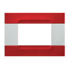 URMET - Placca 3 moduli Kàdra serie bianca metallo rosso orione B INS.MT. cromata 3M.