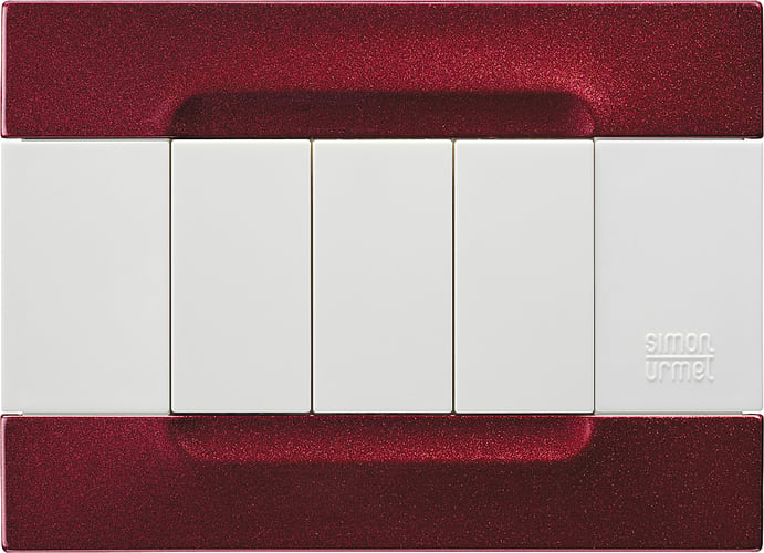 URMET - Placca 3 moduli Kàdra serie bianca metallo bordeaux metallizzato MET BORDEAUX METALL. 3M.