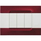 URMET - Placca 3 moduli Kàdra serie bianca metallo bordeaux metallizzato MET BORDEAUX METALL. 3M.