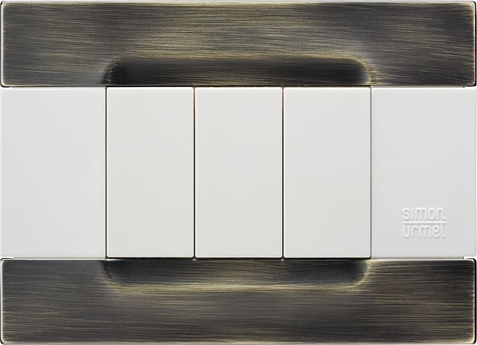 URMET - Placca 3 moduli Kàdra serie bianca metallo ottone spazzolato met ottone spazz 3M.