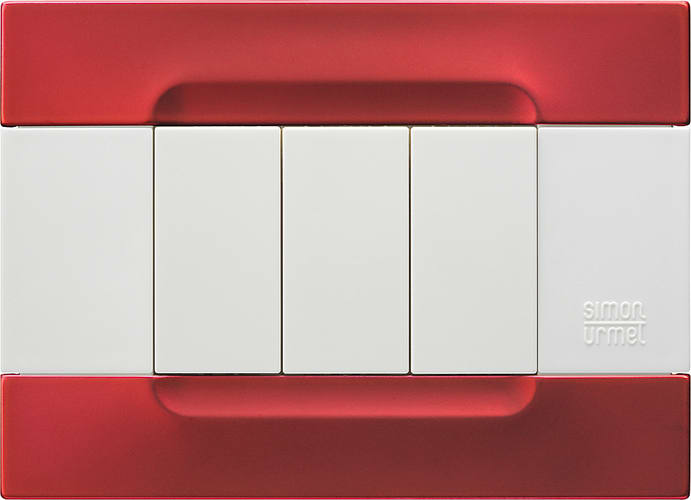 URMET - Placca metallo rosso metallico 3 moduli serie bianca Kàdra.