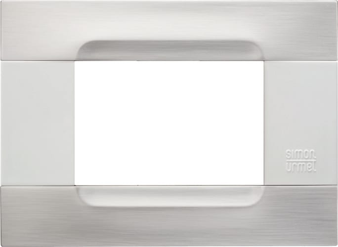 URMET - Placca metallo serie bianca 3 moduli Kàdra nickel acciaio 3M.