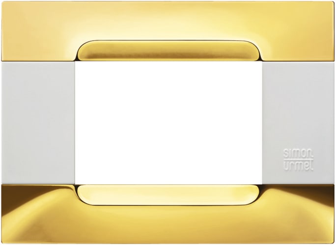 URMET - Placca metallo oro lucido 3 moduli serie bianca Kàdra.