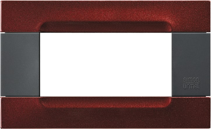 URMET - Placca 4 moduli Kàdra serie antracite metallo bordeaux metallizzato MET BORDEAUX METALL. 4M.