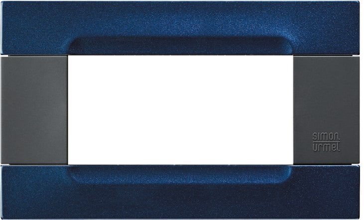 URMET - Placca metallo antracite 4 moduli Kàdra blu metallizzato.