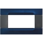 URMET - Placca metallo antracite 4 moduli Kàdra blu metallizzato.
