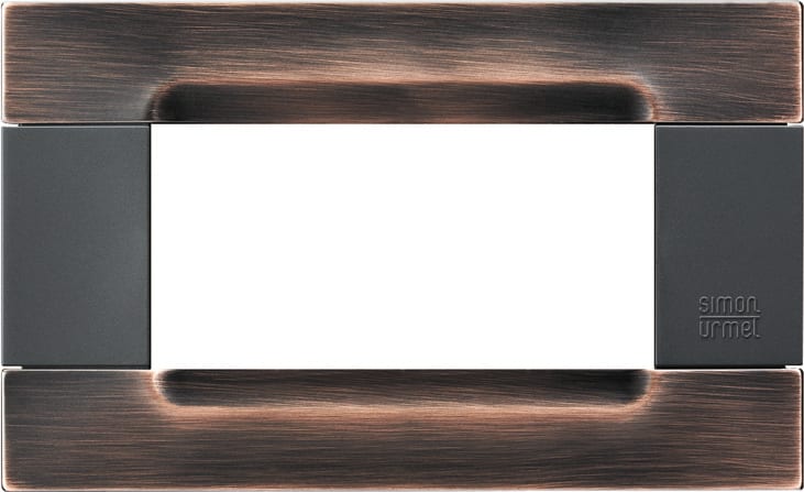 URMET - Placca metallo antracite Kàdra 4 moduli rame spazzolato.