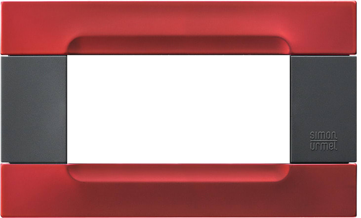 URMET - Placca metallo rosso metallico 4 moduli serie antracite Kàdra.