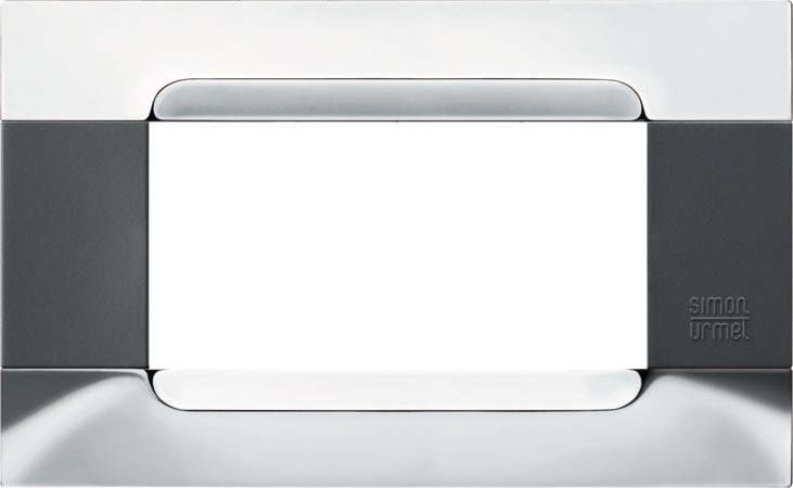 URMET - Placca metallo antracite 4 moduli Kàdra con finitura nickel.