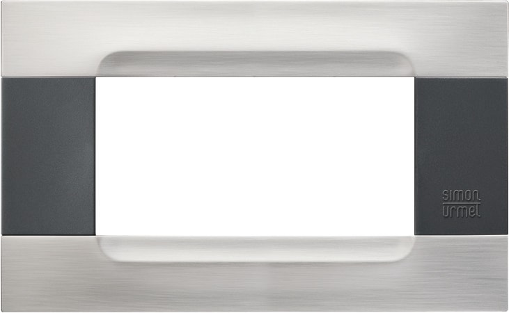 URMET - Placca metallo serie antracite 4 moduli nickel acciaio.