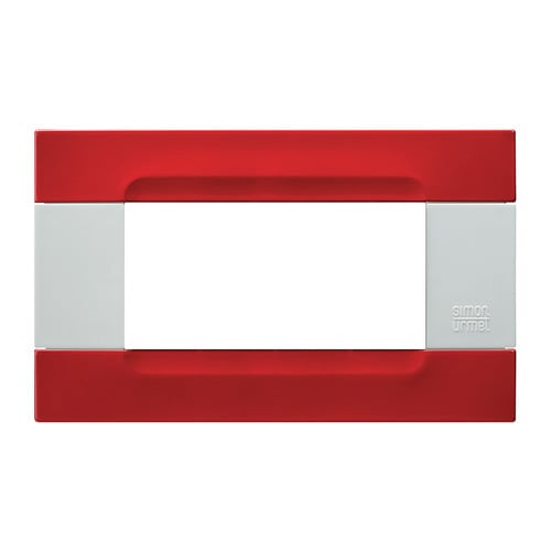 URMET - Placca metallo rosso orione 4 moduli serie bianca Kàdra.