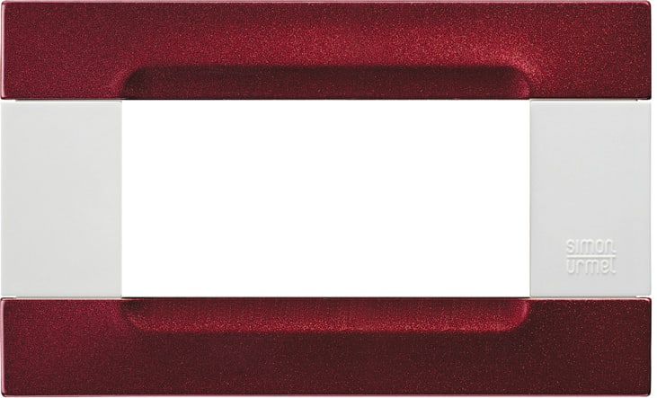URMET - Placca 4 moduli Kàdra serie bianca metallo bordeaux metallizzato MET BORDEAUX METALL 4M.